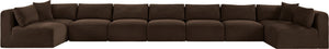 Meridian Furniture Shaggy Nine Piece Modular Sectional in Brown Corduroy Performance Fabric for Living Room 641Brown-Sec9A