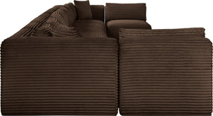 Meridian Furniture Shaggy Nine Piece Modular Sectional in Brown Corduroy Performance Fabric for Living Room 641Brown-Sec9A
