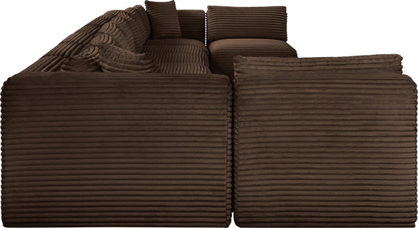 Meridian Furniture Shaggy Nine Piece Modular Sectional in Brown Corduroy Performance Fabric for Living Room 641Brown-Sec9A
