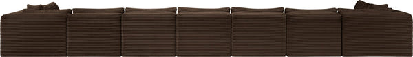 Meridian Furniture Shaggy Nine Piece Modular Sectional in Brown Corduroy Performance Fabric for Living Room 641Brown-Sec9A