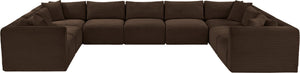 Meridian Furniture Shaggy Nine Piece Modular Sectional Brown Corduroy Performance Fabric Great Room 641Brown-Sec9B