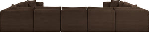 Meridian Furniture Shaggy Nine Piece Modular Sectional Brown Corduroy Performance Fabric Great Room 641Brown-Sec9B