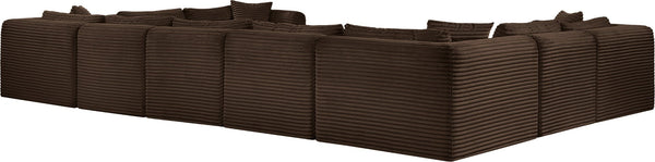 Meridian Furniture Shaggy Nine Piece Modular Sectional Brown Corduroy Performance Fabric Great Room 641Brown-Sec9B