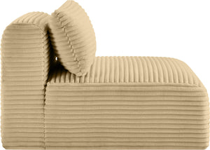 Meridian Furniture Shaggy Corduroy Armless Modular Chair with Plush Foam and Stain Resistant Performance Fabric Camel 641Camel-Armless