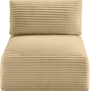 Meridian Furniture Shaggy Corduroy Armless Modular Chair with Plush Foam and Stain Resistant Performance Fabric Camel 641Camel-Armless