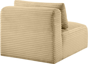 Meridian Furniture Shaggy Corduroy Armless Modular Chair with Plush Foam and Stain Resistant Performance Fabric Camel 641Camel-Armless