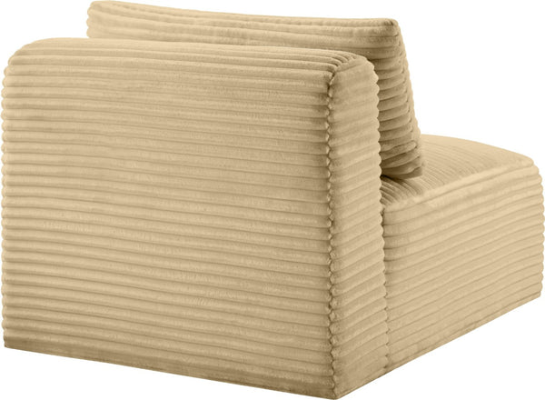 Meridian Furniture Shaggy Corduroy Armless Modular Chair with Plush Foam and Stain Resistant Performance Fabric Camel 641Camel-Armless