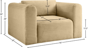 Meridian Furniture Shaggy Corduroy Accent Chair with Plush Foam Seating and Modular Design for Living Room Decor Camel 641Camel-Chair
