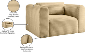 Meridian Furniture Shaggy Corduroy Accent Chair with Plush Foam Seating and Modular Design for Living Room Decor Camel 641Camel-Chair