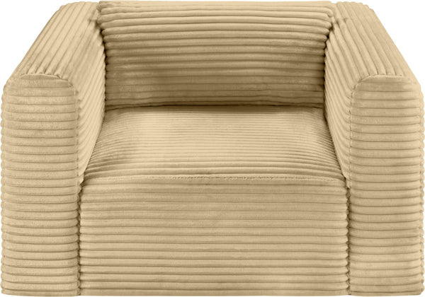 Meridian Furniture Shaggy Corduroy Accent Chair with Plush Foam Seating and Modular Design for Living Room Decor Camel 641Camel-Chair