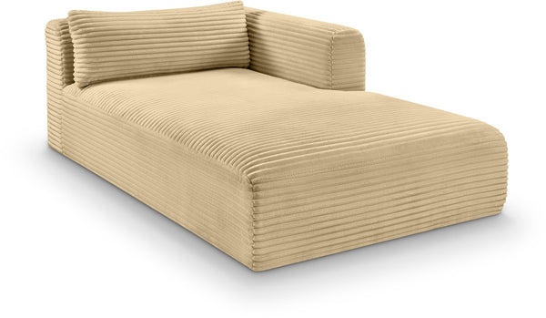 Meridian Furniture Shaggy Corduroy Modular Chaise Lounge Plush Foam Seating for Living Room Sectional Setup Camel 641Camel-Chaise