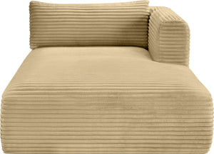 Meridian Furniture Shaggy Corduroy Modular Chaise Lounge Plush Foam Seating for Living Room Sectional Setup Camel 641Camel-Chaise