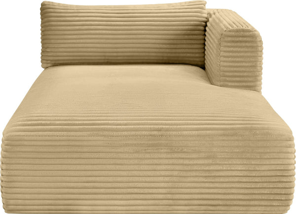 Meridian Furniture Shaggy Corduroy Modular Chaise Lounge Plush Foam Seating for Living Room Sectional Setup Camel 641Camel-Chaise