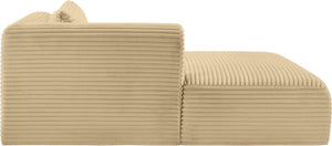 Meridian Furniture Shaggy Corduroy Modular Chaise Lounge Plush Foam Seating for Living Room Sectional Setup Camel 641Camel-Chaise