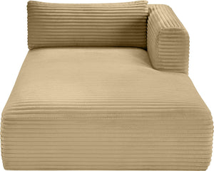 Meridian Furniture Shaggy Corduroy Modular Chaise Lounge Plush Foam Seating for Living Room Sectional Setup Camel 641Camel-Chaise