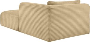 Meridian Furniture Shaggy Corduroy Modular Chaise Lounge Plush Foam Seating for Living Room Sectional Setup Camel 641Camel-Chaise