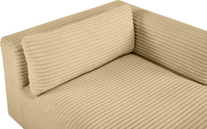 Meridian Furniture Shaggy Corduroy Modular Chaise Lounge Plush Foam Seating for Living Room Sectional Setup Camel 641Camel-Chaise
