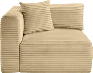 Meridian Furniture Shaggy Corduroy Modular Corner Chair with Plush Foam and Stain Resistant Performance Fabric Camel 641Camel-Corner