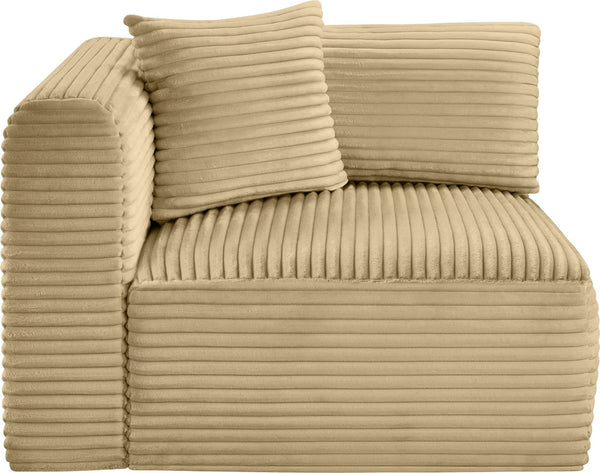 Meridian Furniture Shaggy Corduroy Modular Corner Chair with Plush Foam and Stain Resistant Performance Fabric Camel 641Camel-Corner