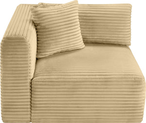Meridian Furniture Shaggy Corduroy Modular Corner Chair with Plush Foam and Stain Resistant Performance Fabric Camel 641Camel-Corner