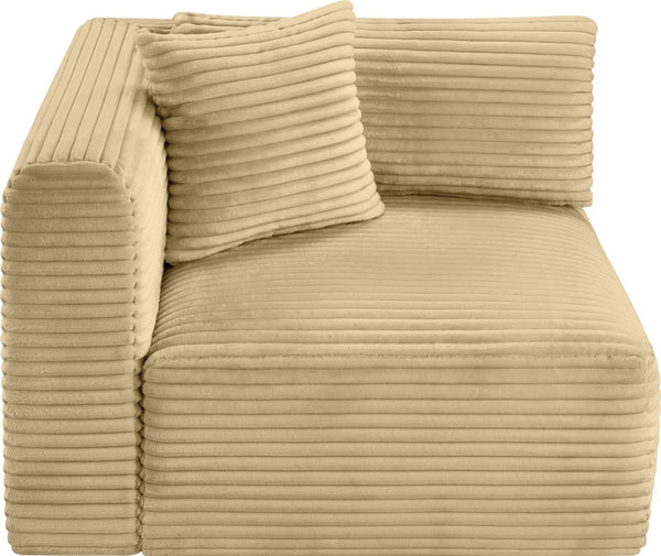 Meridian Furniture Shaggy Corduroy Modular Corner Chair with Plush Foam and Stain Resistant Performance Fabric Camel 641Camel-Corner