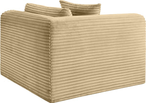 Meridian Furniture Shaggy Corduroy Modular Corner Chair with Plush Foam and Stain Resistant Performance Fabric Camel 641Camel-Corner