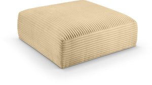 Meridian Furniture Shaggy Corduroy Square Ottoman Plush Modular Linking Design for Living Room Seating Camel 641Camel-Ott