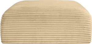 Meridian Furniture Shaggy Corduroy Square Ottoman Plush Modular Linking Design for Living Room Seating Camel 641Camel-Ott
