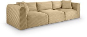Meridian Furniture Shaggy Corduroy Modular Sofa Plush Performance Fabric Stain Resistant Living Room Seating Camel 109 inches 641Camel-S109