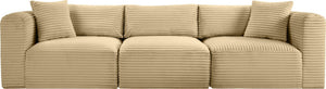 Meridian Furniture Shaggy Corduroy Modular Sofa Plush Performance Fabric Stain Resistant Living Room Seating Camel 109 inches 641Camel-S109