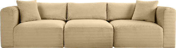 Meridian Furniture Shaggy Corduroy Modular Sofa Plush Performance Fabric Stain Resistant Living Room Seating Camel 109 inches 641Camel-S109
