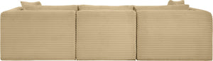 Meridian Furniture Shaggy Corduroy Modular Sofa Plush Performance Fabric Stain Resistant Living Room Seating Camel 109 inches 641Camel-S109