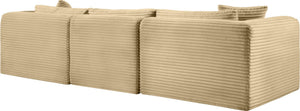 Meridian Furniture Shaggy Corduroy Modular Sofa Plush Performance Fabric Stain Resistant Living Room Seating Camel 109 inches 641Camel-S109