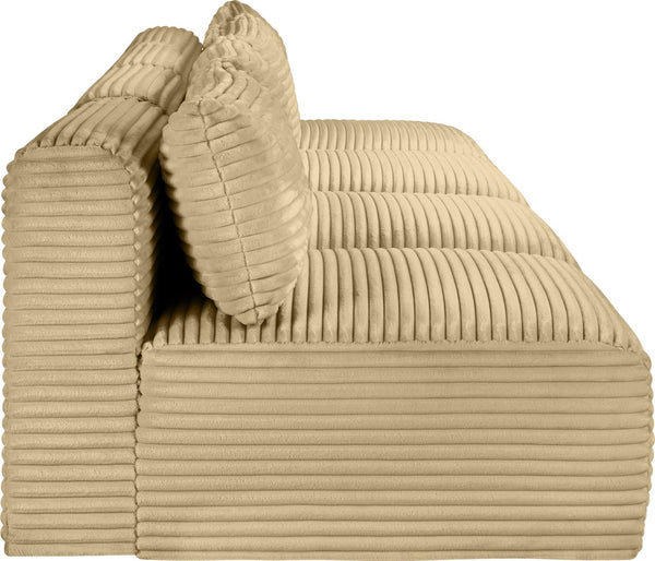 Meridian Furniture Shaggy Armless Modular Sectional Sofa in Wide Wale Corduroy Performance Fabric Living Room Camel 124 inches 641Camel-S124