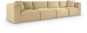 Meridian Furniture Shaggy Corduroy Modular Sofa Plush Performance Fabric Stain Resistant Living Room Seating Camel 140 inches 641Camel-S140