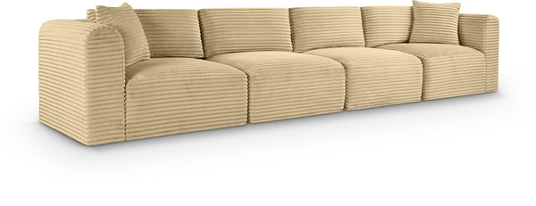 Meridian Furniture Shaggy Corduroy Modular Sofa Plush Performance Fabric Stain Resistant Living Room Seating Camel 140 inches 641Camel-S140