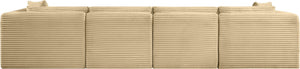 Meridian Furniture Shaggy Corduroy Modular Sofa Plush Performance Fabric Stain Resistant Living Room Seating Camel 140 inches 641Camel-S140