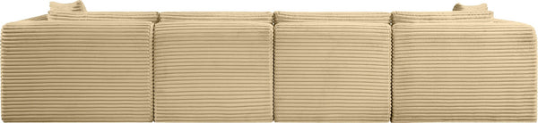 Meridian Furniture Shaggy Corduroy Modular Sofa Plush Performance Fabric Stain Resistant Living Room Seating Camel 140 inches 641Camel-S140
