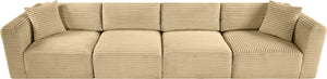 Meridian Furniture Shaggy Corduroy Modular Sofa Plush Performance Fabric Stain Resistant Living Room Seating Camel 140 inches 641Camel-S140
