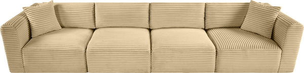 Meridian Furniture Shaggy Corduroy Modular Sofa Plush Performance Fabric Stain Resistant Living Room Seating Camel 140 inches 641Camel-S140