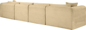 Meridian Furniture Shaggy Corduroy Modular Sofa Plush Performance Fabric Stain Resistant Living Room Seating Camel 140 inches 641Camel-S140