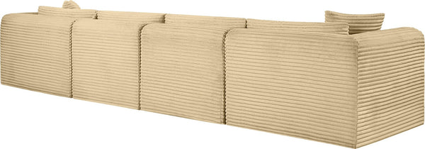 Meridian Furniture Shaggy Corduroy Modular Sofa Plush Performance Fabric Stain Resistant Living Room Seating Camel 140 inches 641Camel-S140