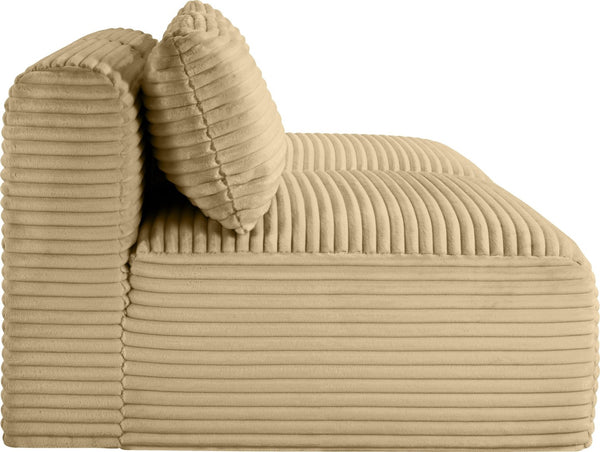 Meridian Furniture Shaggy Two Piece Armless Modular Loveseat in Stain Resistant Plush Corduroy Performance Fabric Camel 641Camel-S62