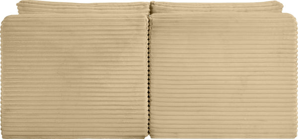 Meridian Furniture Shaggy Two Piece Armless Modular Loveseat in Stain Resistant Plush Corduroy Performance Fabric Camel 641Camel-S62