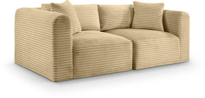 Meridian Furniture Shaggy Corduroy Modular Sofa Plush Performance Fabric Stain Resistant Living Room Seating Camel 78 inches 641Camel-S78