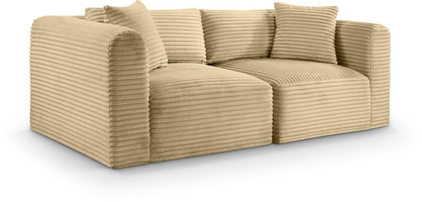 Meridian Furniture Shaggy Corduroy Modular Sofa Plush Performance Fabric Stain Resistant Living Room Seating Camel 78 inches 641Camel-S78