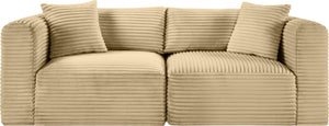 Meridian Furniture Shaggy Corduroy Modular Sofa Plush Performance Fabric Stain Resistant Living Room Seating Camel 78 inches 641Camel-S78