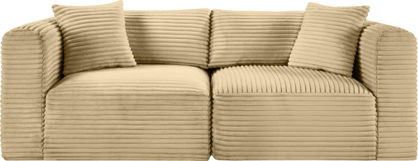 Meridian Furniture Shaggy Corduroy Modular Sofa Plush Performance Fabric Stain Resistant Living Room Seating Camel 78 inches 641Camel-S78