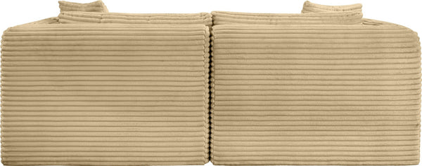 Meridian Furniture Shaggy Corduroy Modular Sofa Plush Performance Fabric Stain Resistant Living Room Seating Camel 78 inches 641Camel-S78