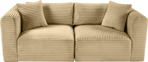Meridian Furniture Shaggy Corduroy Modular Sofa Plush Performance Fabric Stain Resistant Living Room Seating Camel 78 inches 641Camel-S78